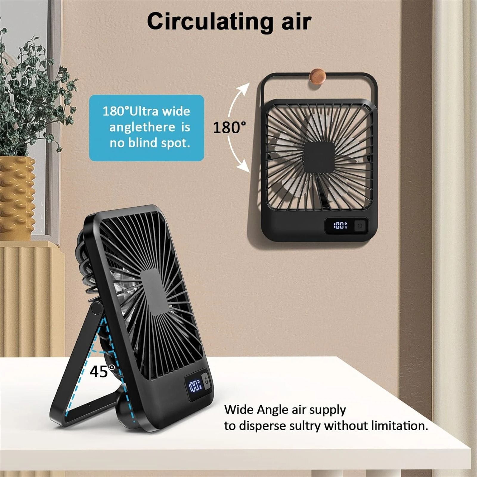 Portable USB Rechargeable Desk Fan with Adjustable Speeds