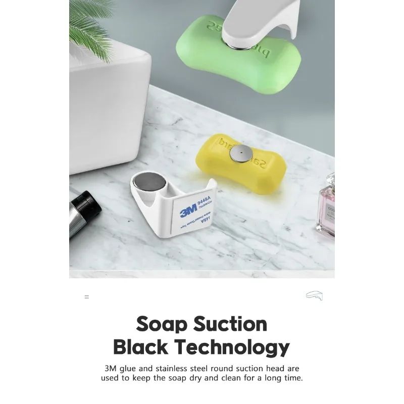 Magnetic Soap Holder Wall Mounted Punch Free Drain Soap Box