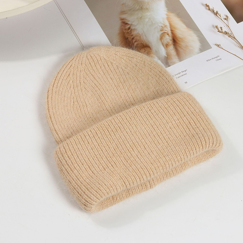Real Rabbit Fur Winter Hat Fashion Women Beanie Warm Solid CoverWomen Solid Adult Cover Head Cap