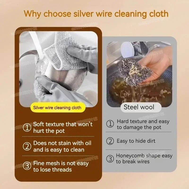 Silver Wire Cleaning Cloths 20pcs Double Sided Dishwashing Pads for Kitchen and Stovetop
