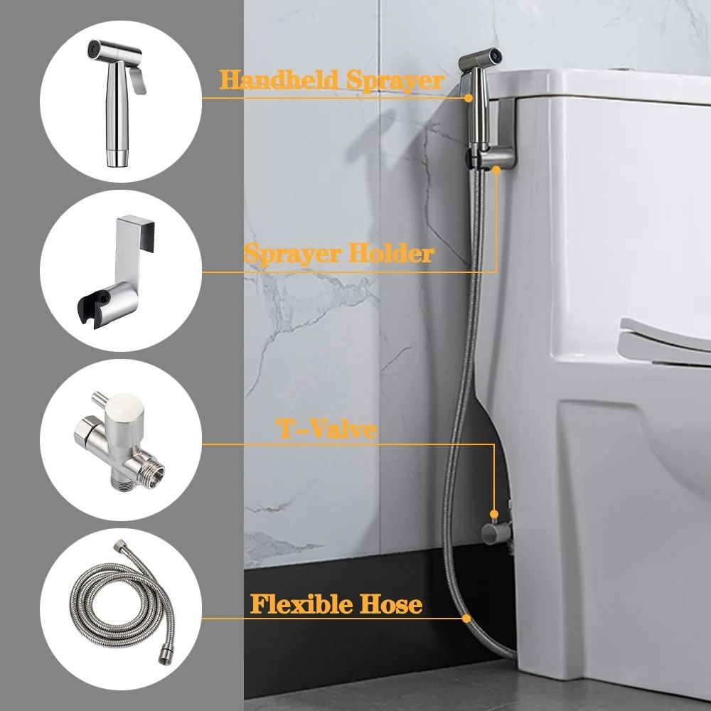 Stainless Steel Handheld Toilet Bidet Sprayer Kit