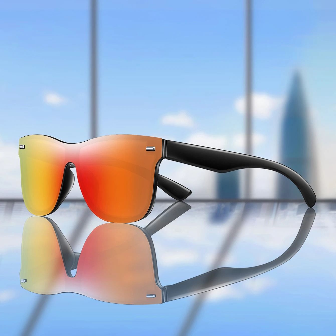 Square UV400 Windproof Fashion Sunglasses for Men and Women Outdoor Driving and Cycling Shades