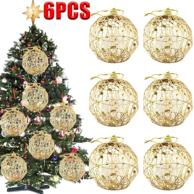 6 Pcs Golden Dusted Christmas Bauble Set | Premium Scale-Textured Gold Tree Ornament Infrastructure