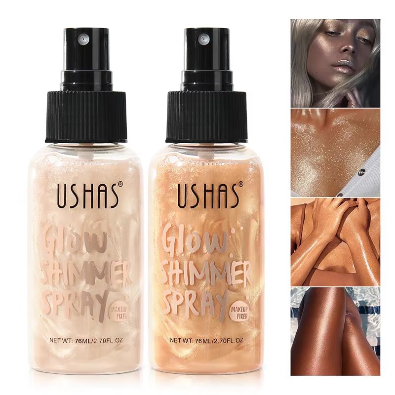 USHAS 4-Color Liquid Highlighter Makeup – Long-Lasting Brightening Body & Facial Illuminator with Moisturizing Glow