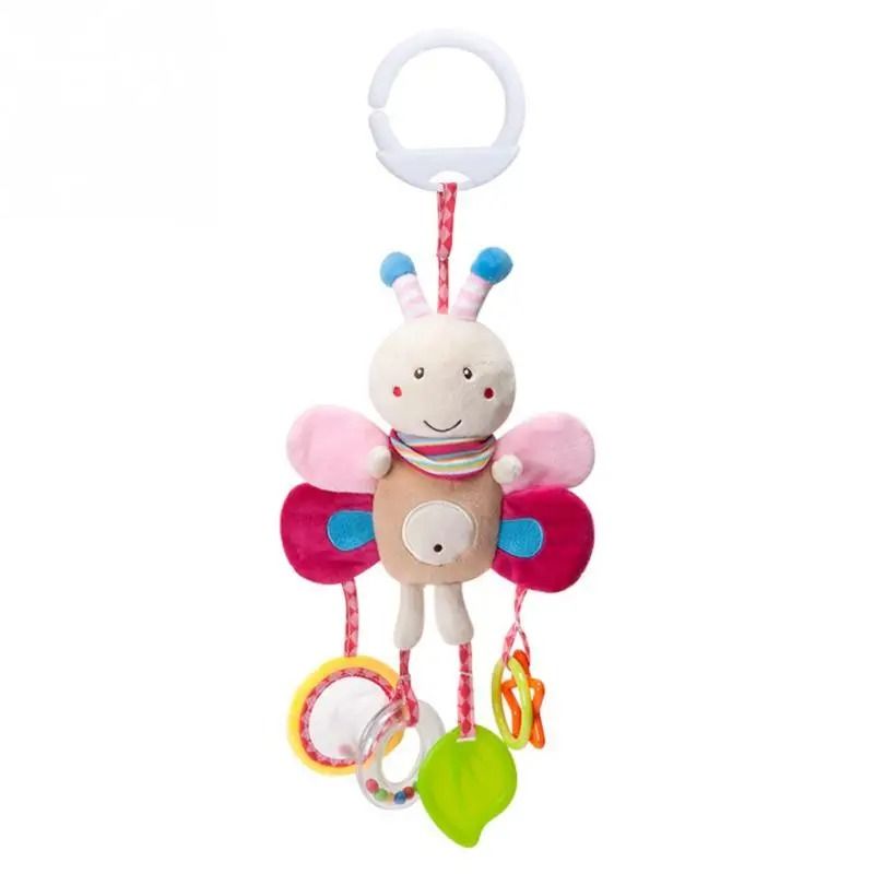 Baby Plush Stroller Toy Hanging Rattle Mobile with Cartoon Animals
