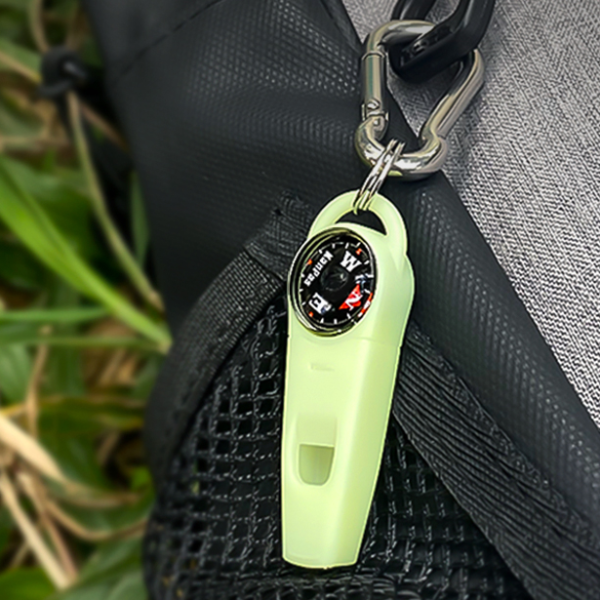 Mini Whistle Compass with Stainless Steel Buckle  Luminous Diving Compass with Survival Whistle