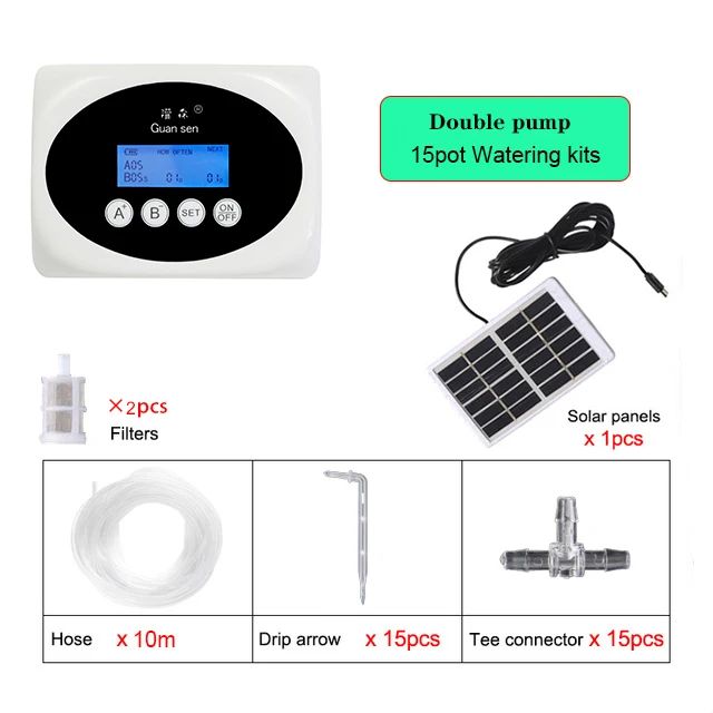 Solar Smart Drip Irrigation System with Dual Pump Automatic Watering Timer
