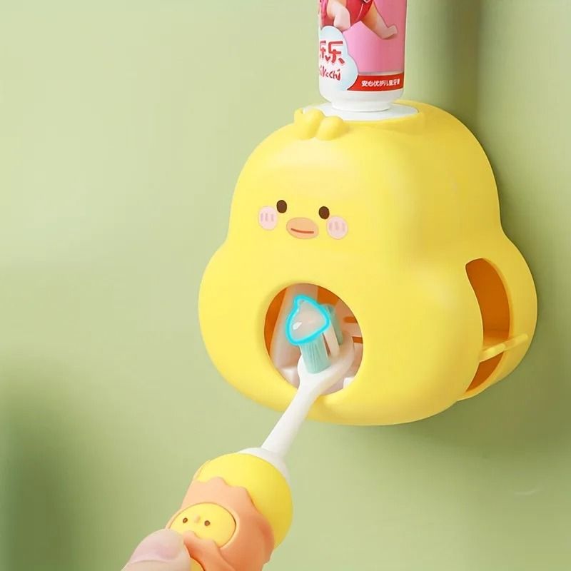 Cute Yellow Duck Automatic Toothpaste Dispenser