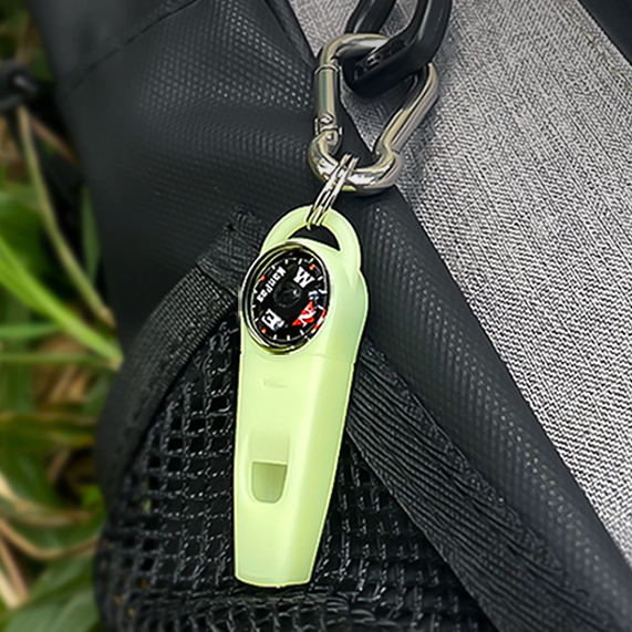 Mini Whistle Compass with Stainless Steel Buckle  Luminous Diving Compass with Survival Whistle
