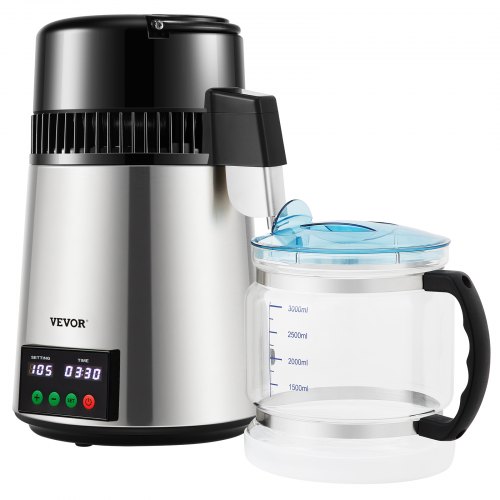 Water Distiller, Distilled Water Maker Machine with Timing & Temperature Display, Stainless Steel Countertop Distiller