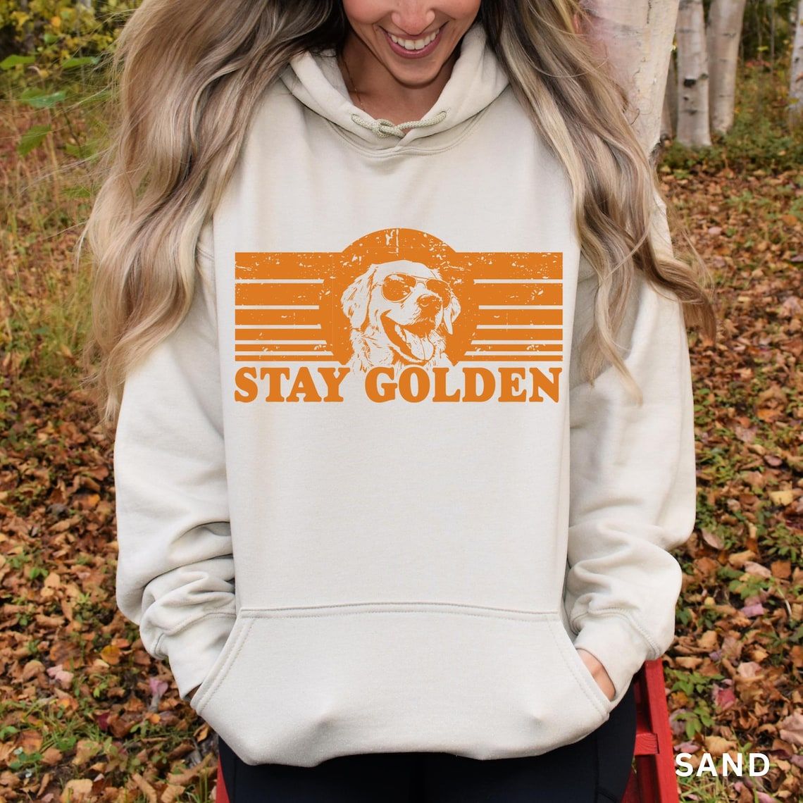 Stay Golden Hoodie Funny Golden Retriever Shirt, Unisex Retro Dog Lover Hoodie