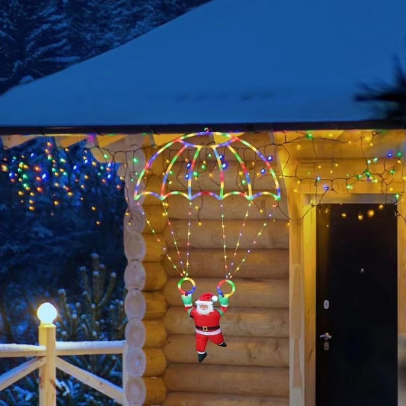 FestiveGlow USB Powered LED Christmas Parachute Lights with Santa Claus