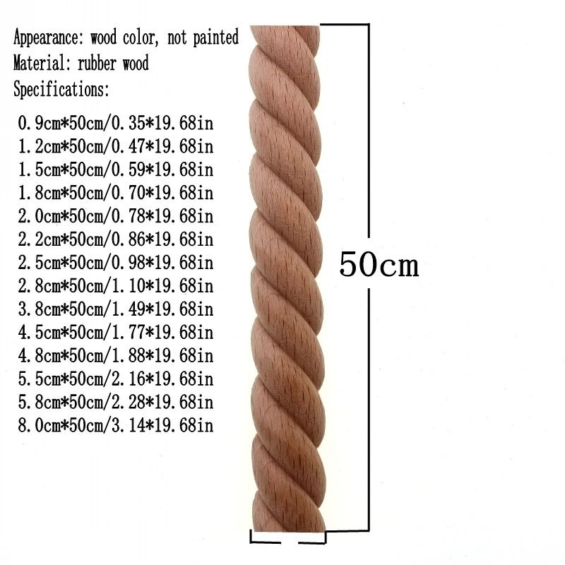 RUNBAZEF Twist Line Wood Carving | Natural Oak Decorative Applique | Miniature Indoor Door & Furniture Sculpture
