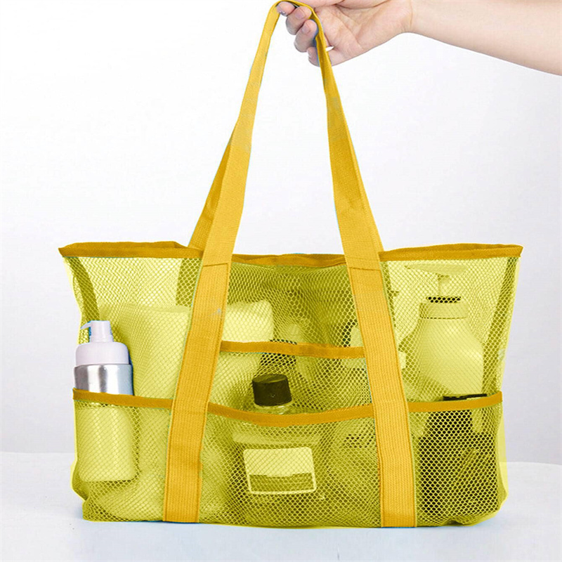 Large Capacity Mesh Beach Bag with Pockets Durable Sand-Free Organizer Tote