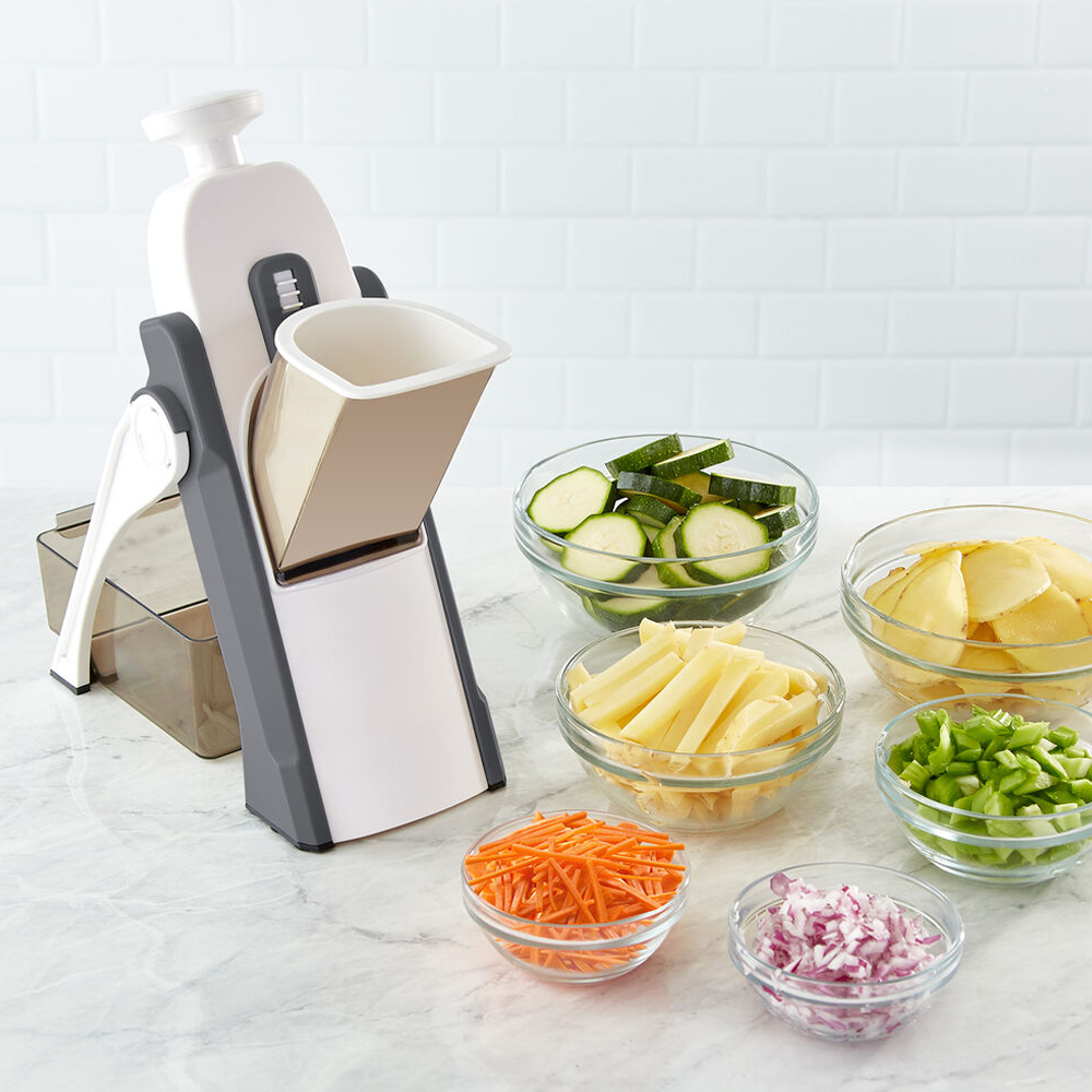5-in-1 Safe Mandoline Slicer – Vegetables Potato Slicer, Food Chopper, French Fry Cutter