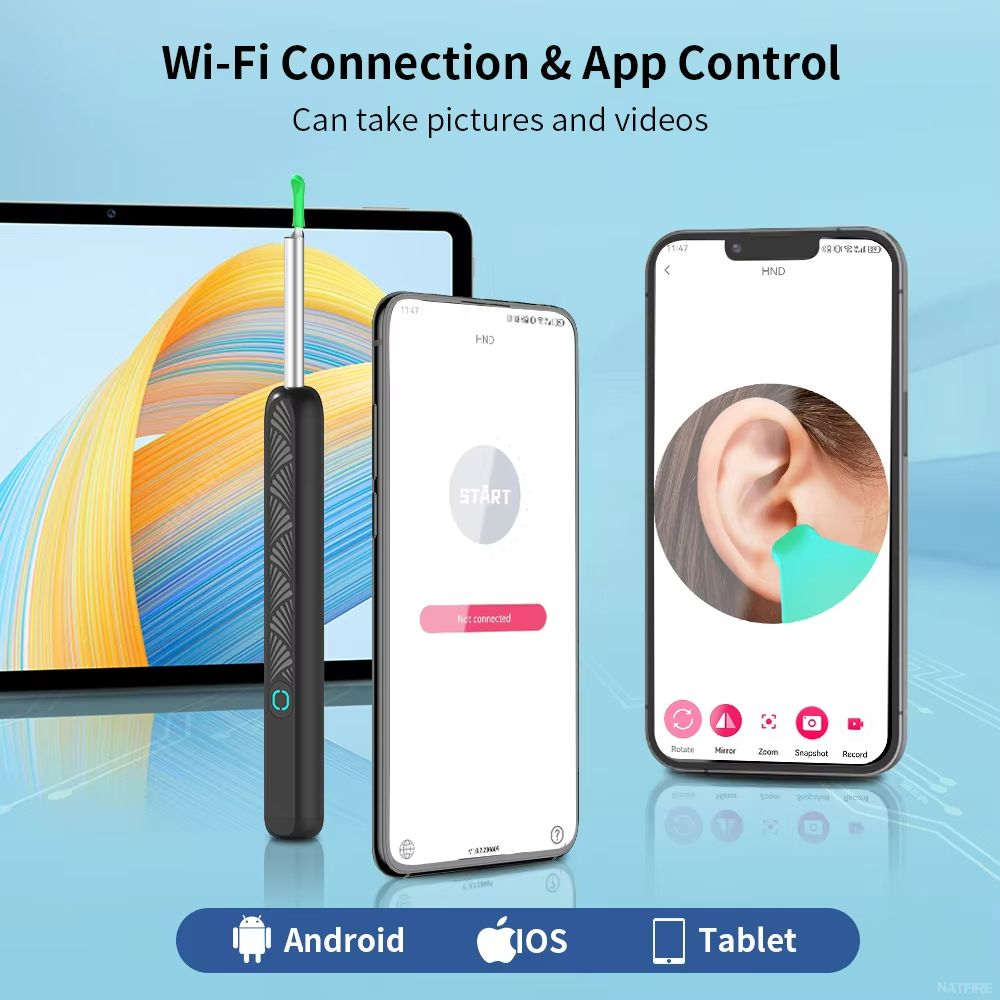 Wireless Ear Cleaner with Camera – USB-C Rechargeable Otoscope Earwax Removal Tool