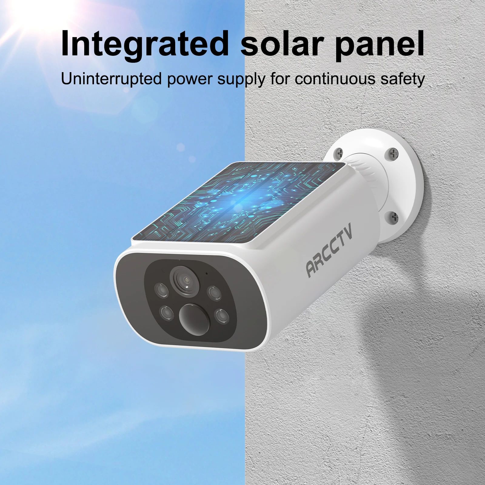 ARCCTV 4MP Solar WiFi Outdoor Security Camera Kit With Humanoid Detection & Siren