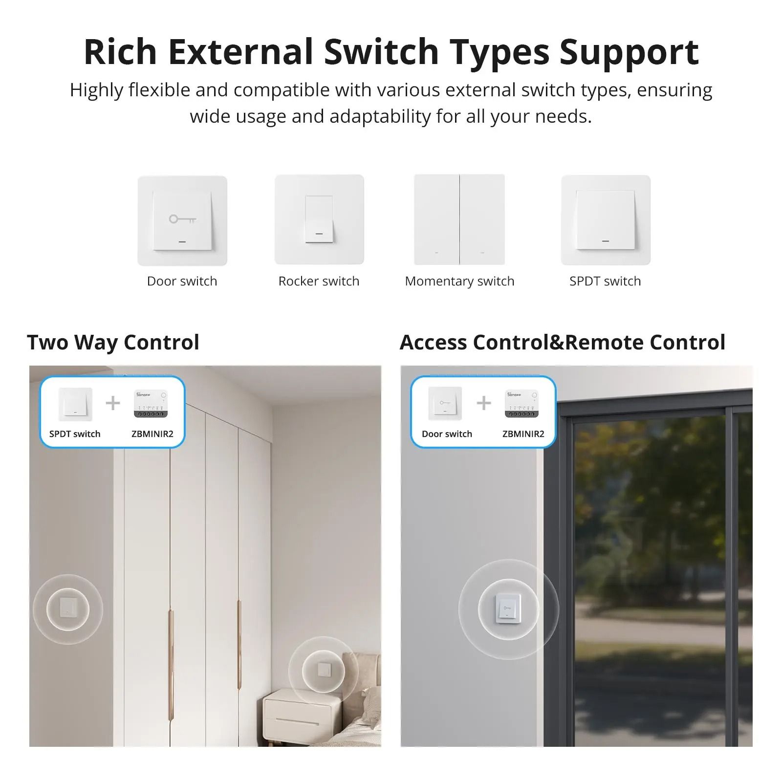 SONOFF ZBMINIR2 Zigbee Smart Switch with Detach Relay and Remote Control