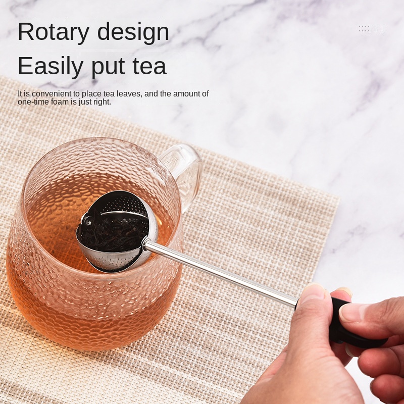 Rotating stainless steel tea infuser ball for loose leaf tea with chain hook