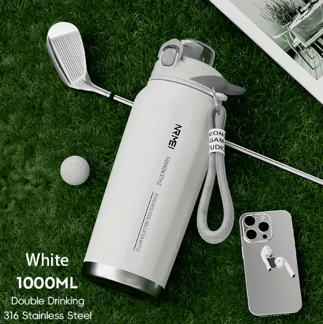 HydroCarry One-Button Thermos Bottle – Large Capacity Stainless Steel Vacuum Flask with Rope