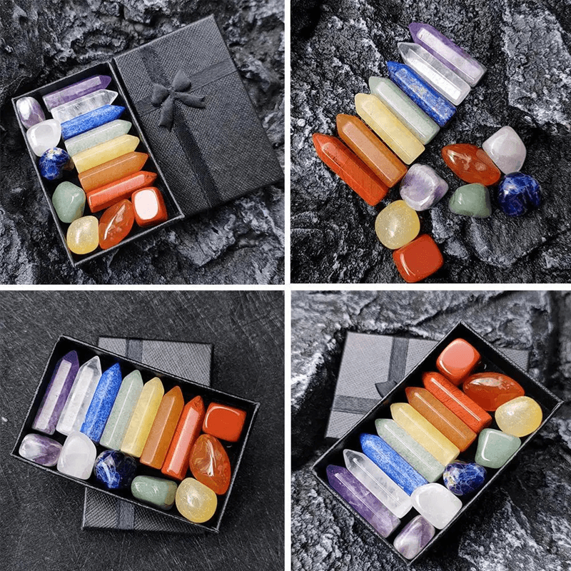Crystal Harmony Natural Stone Chakra Healing Gemstone Set with Gift Box