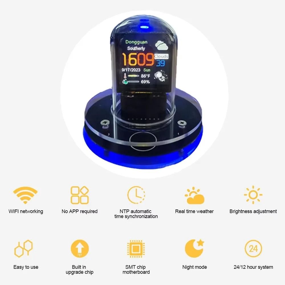 Nixie Tube Style Smart WiFi Digital Clock with Automatic Time Update