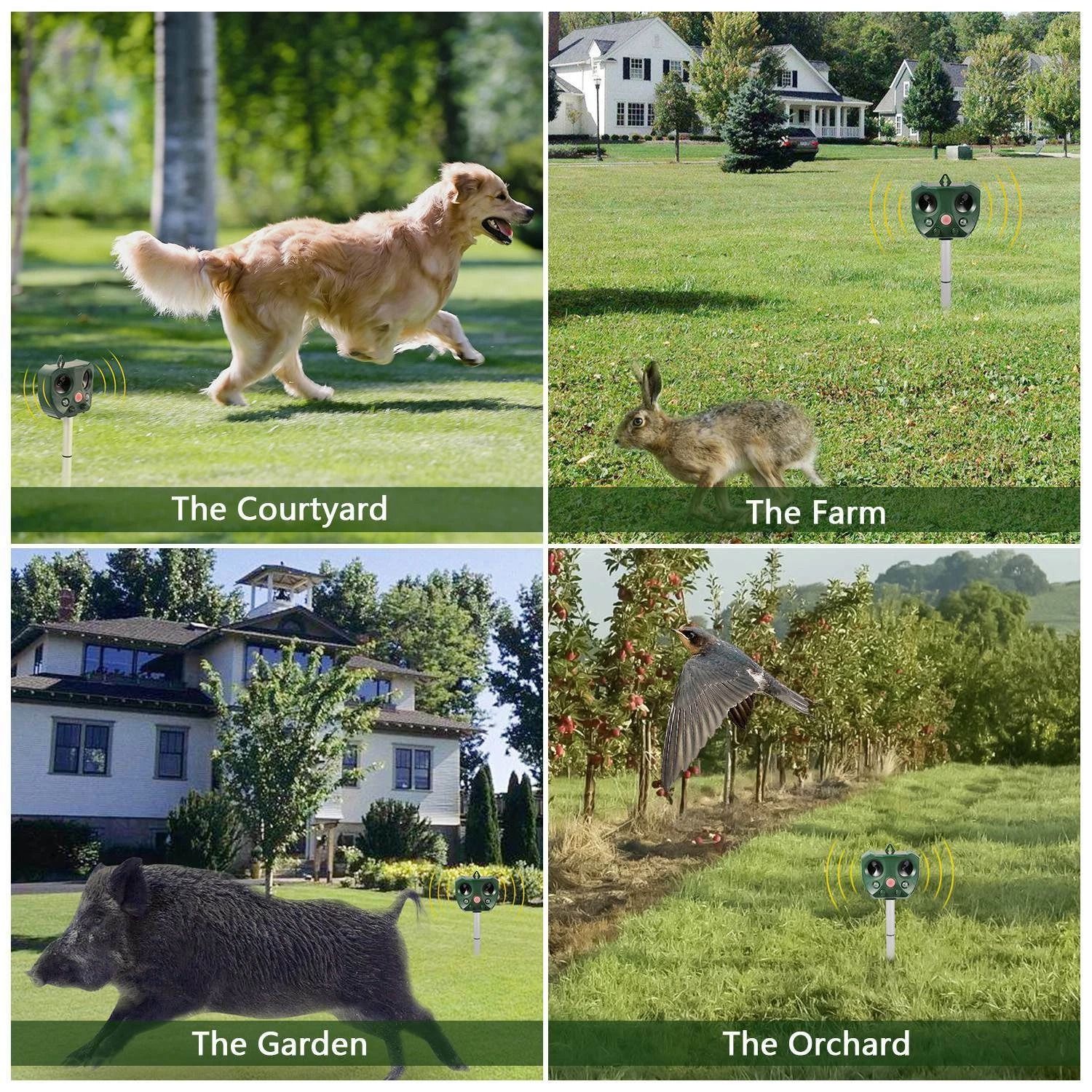 Solar Ultrasonic Pest Repeller for Rodents, Squirrels & Raccoons Solar Powered Animal Control