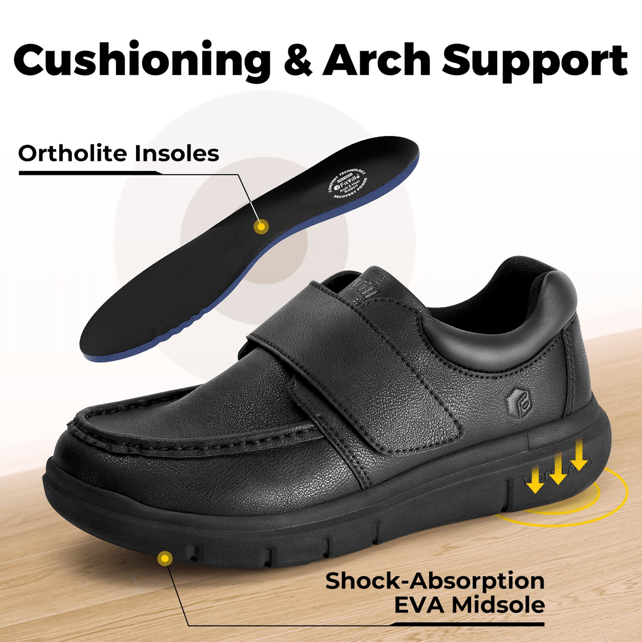 Wide Fit Mens Leather Walking Shoes Comfortable Oxford Style Business Wear