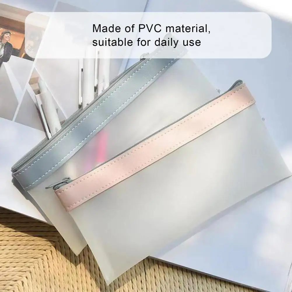 Transparent PVC Pencil Case with Zipper, Waterproof Clear School Pouch for Stationery, Makeup & Travel Storage