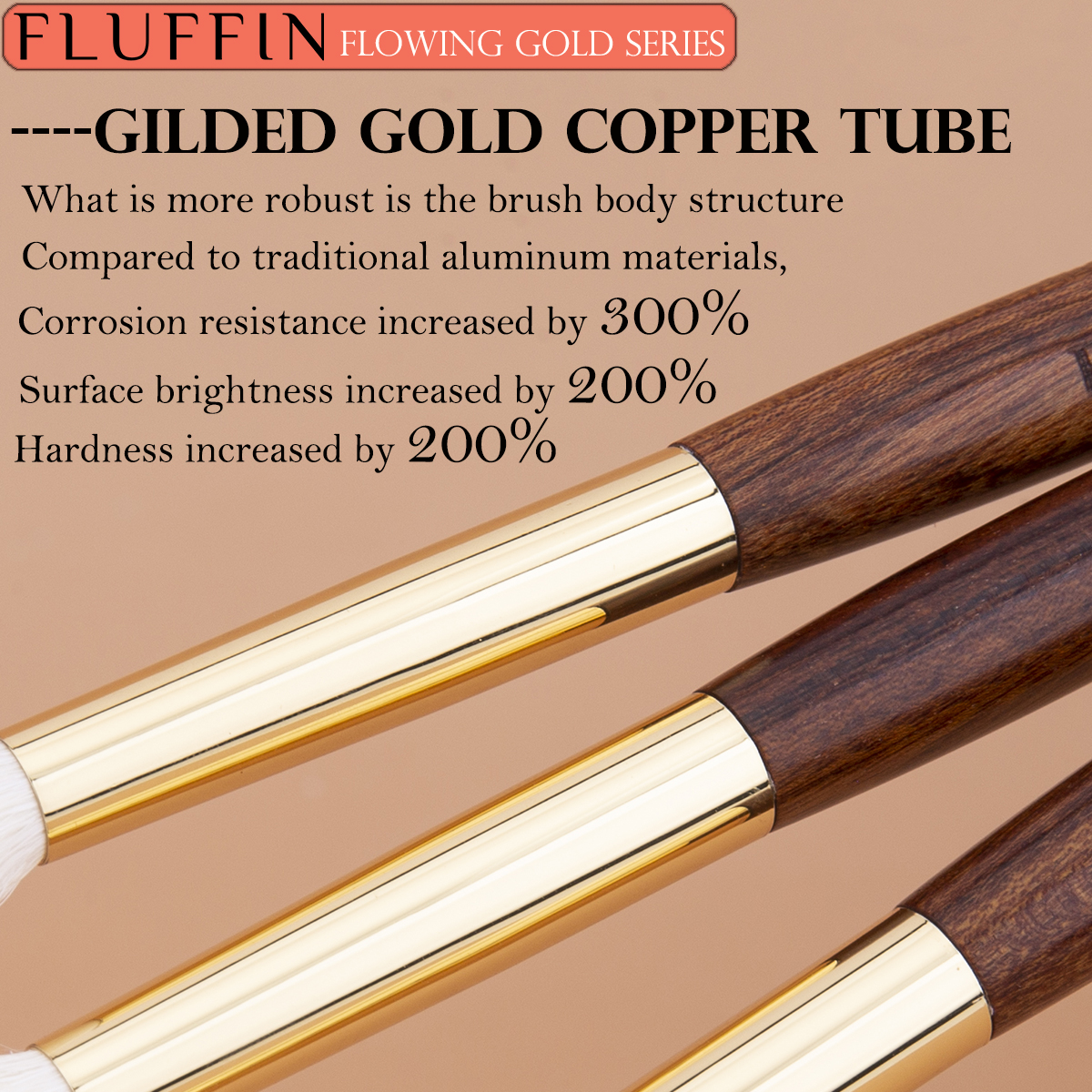 High-End FLUFFIN Crease Brush Goat Hair Flame Eyeshadow Nose Shadow Highlighter Brush Copper Rosewood Makeup Brush