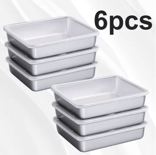 6 Piece Stainless Steel Food Storage Container Set Large Capacity Kitchen Essentials