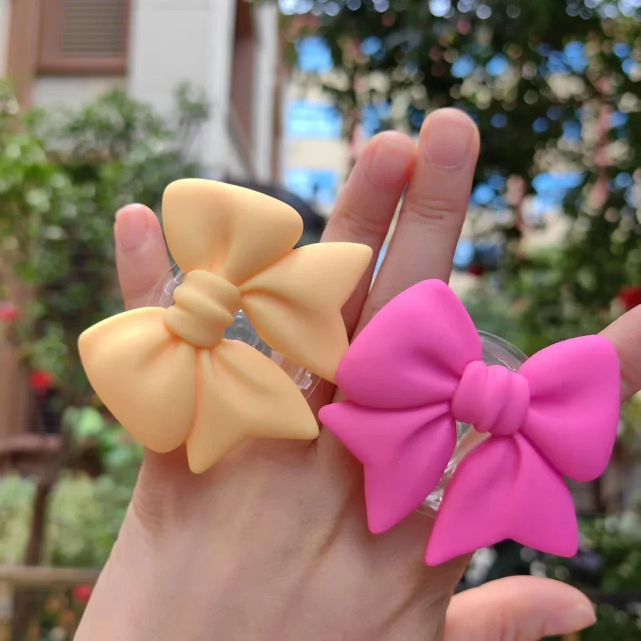 Plain Macaron Bow Knot Universal Phone Grip and Stand