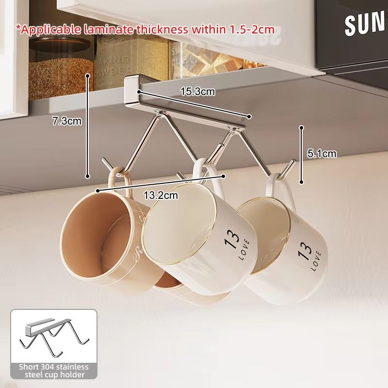 304 Stainless Steel Under Cabinet Coffee Mug Holder Rack