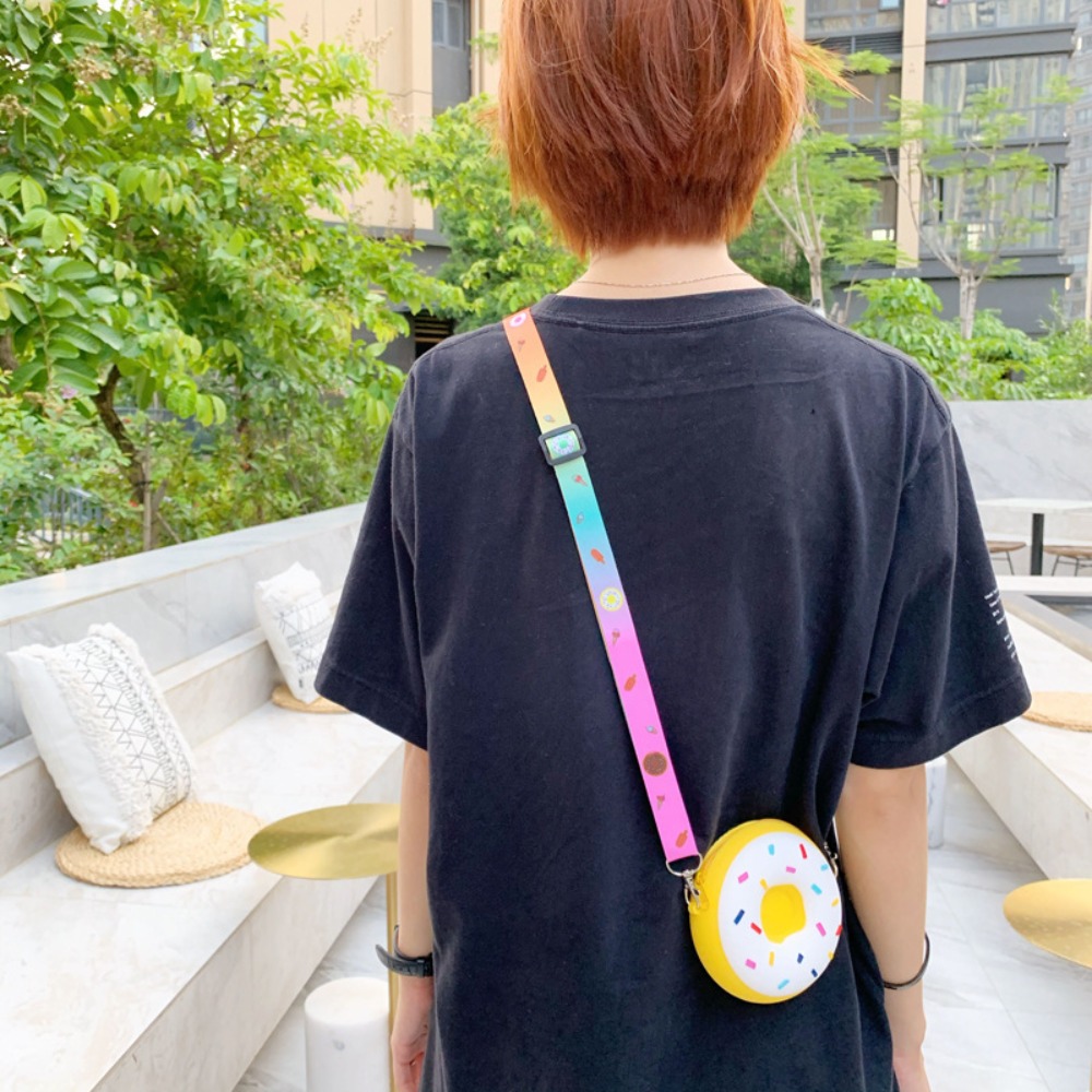 Children Silicone Crossbody Bag Rainbow Donut Small Handbag Baby Girl Adjustable Strap