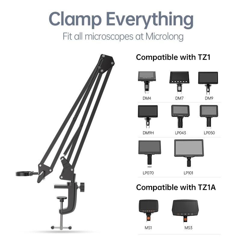 RIEVBCAU Flexible Adjustable Metal Microscope Arm Stand – Heavy Duty Cantilever Bracket