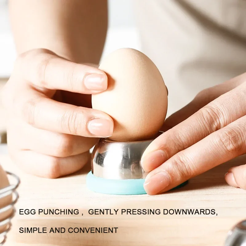 Stainless Steel Needle Egg Maker, Plastic Base Manual Boiled Egg Punching Machine, Kitchen Small Tool, Egg Pricker Whisk