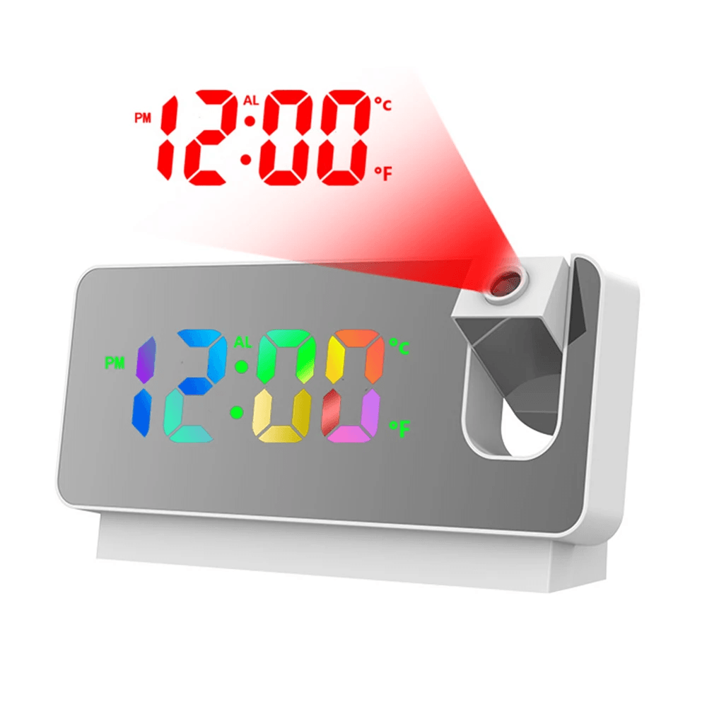 180 Degree Projection LED Alarm Clock with USB Charging and Ceiling Display