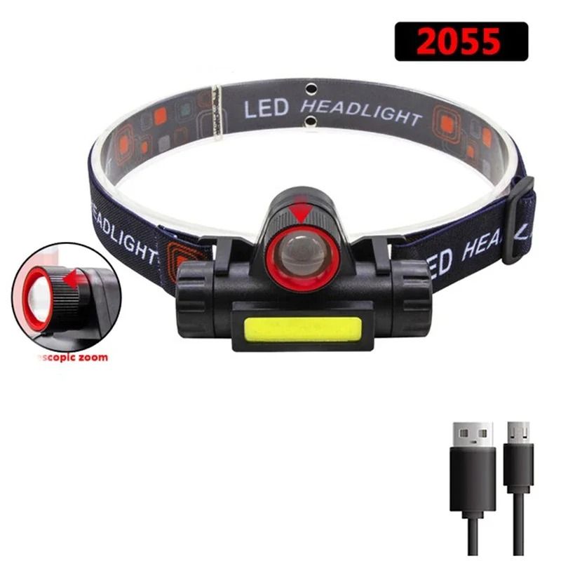 Rechargeable LED Headlamp with Dual Light Sources and Magnetic Base