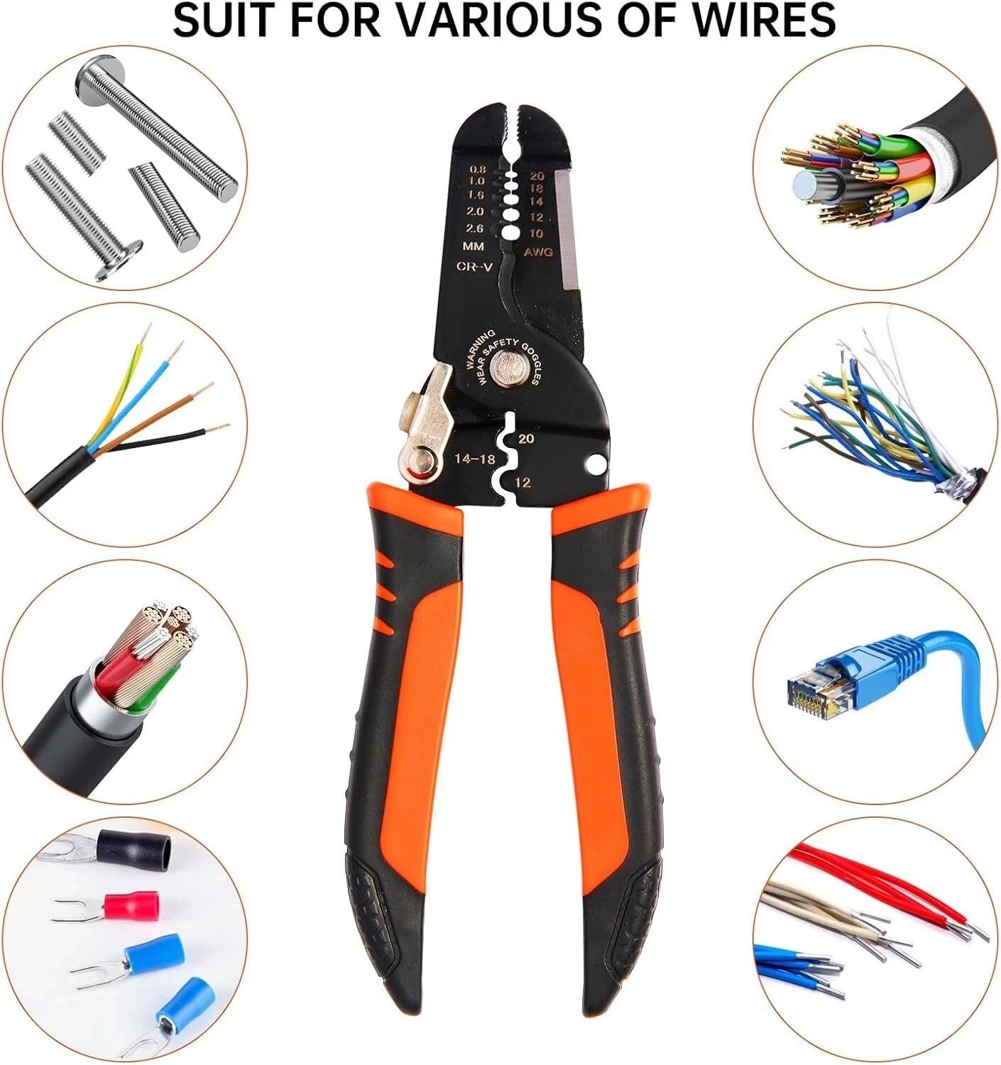 Crimper Cutter, Wire Strippers Pliers Tool AWG Electric Wire
