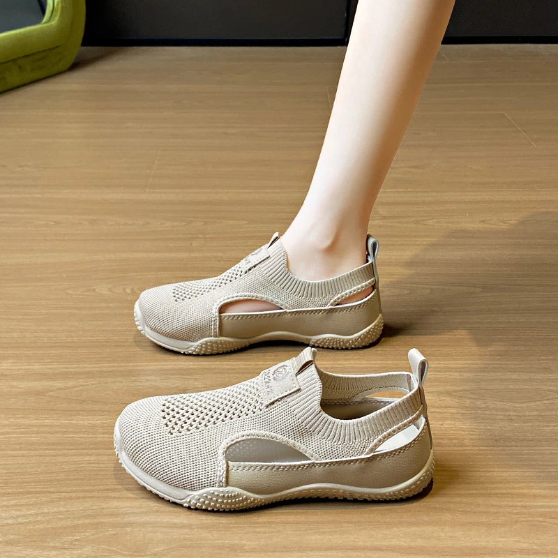 New Summer Trendy Mesh Sandals, Hollow Breathable Casual Board Shoes, Thick Sole Versatile Women's Vulcanized Shoes