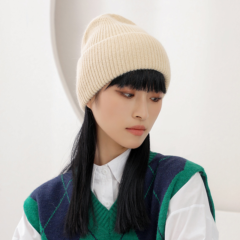 Real Rabbit Fur Winter Hat Fashion Women Beanie Warm Solid CoverWomen Solid Adult Cover Head Cap