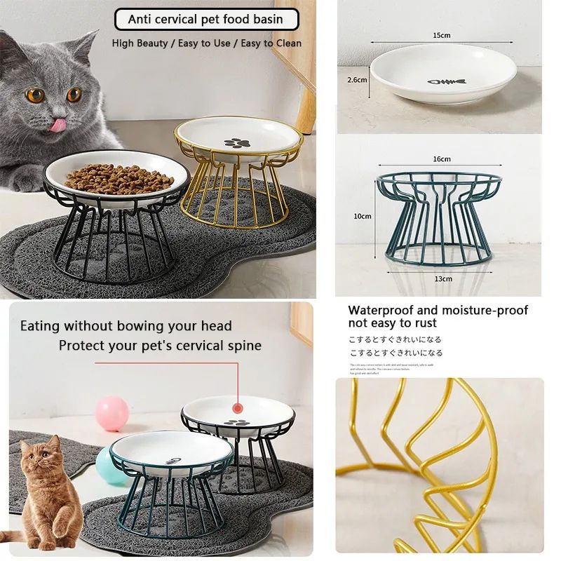 Elevated Ceramic Pet Food Bowl with Stand