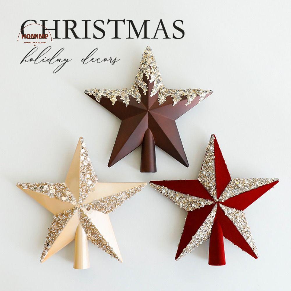 Glitter Christmas Tree Topper Star, Reusable Plastic Pentagram Tree Ornament, Creative Colorful Holiday Decoration