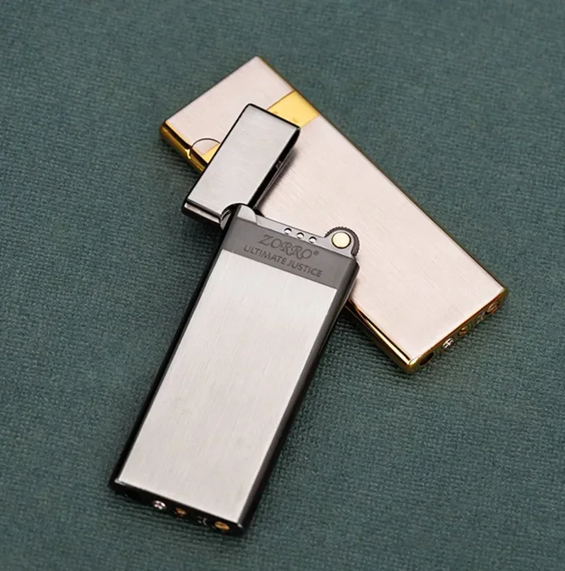 Zorro Ultra Thin Butane Lighter Slim Refillable Metal Pocket Lighter