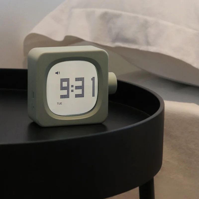 Square Digital LED Alarm Clock with USB Charger & Timer