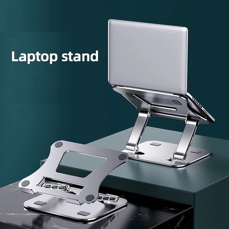 Adjustable Aluminum Alloy Cooling Laptop Stand with Keyboard Storage