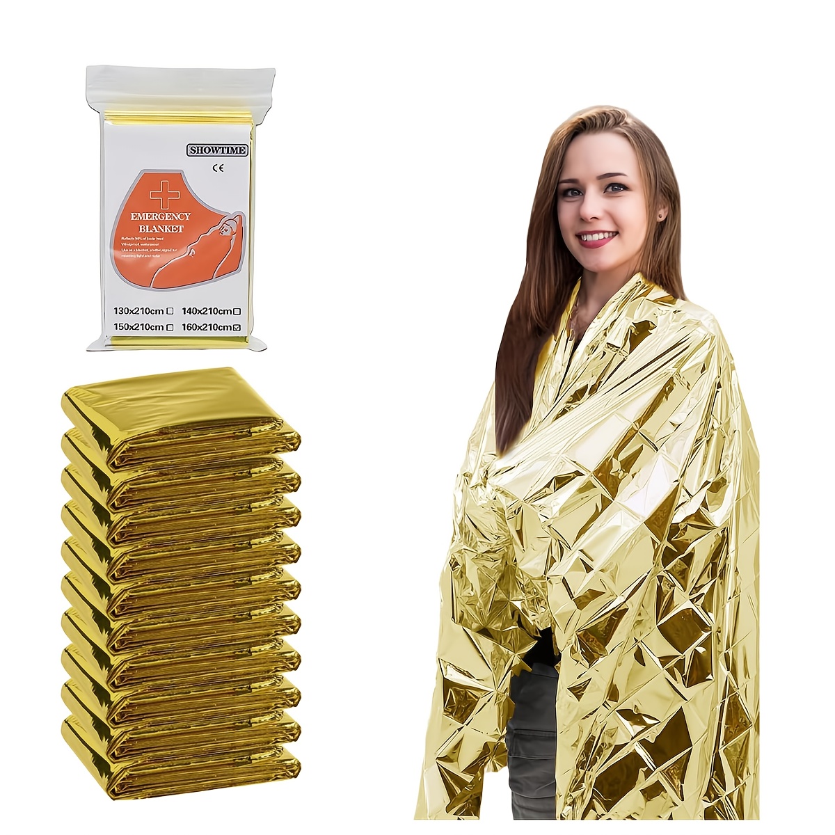 Portable Aluminum Foil Emergency Blanket Lightweight Reflective Survival Blanket for Hiking & Camping, First Aid