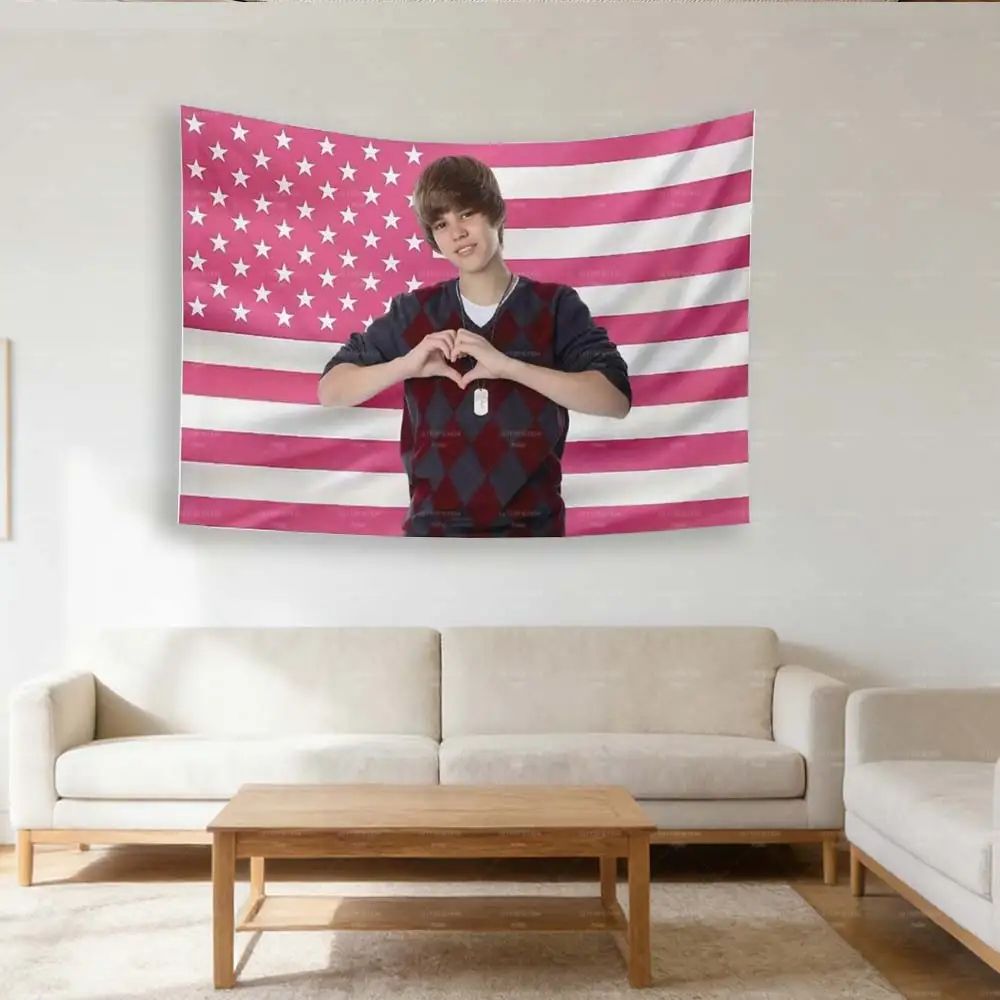 Justin Bieber American Flag Wall Banner
