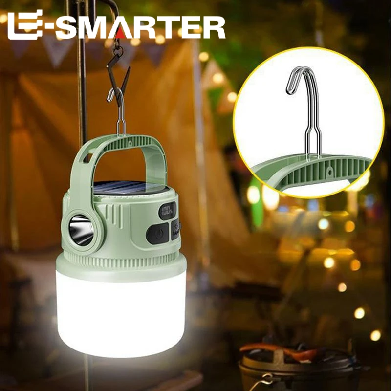 Portable LED Camping Lantern Solar Rechargeable Waterproof Outdoor Tent Light