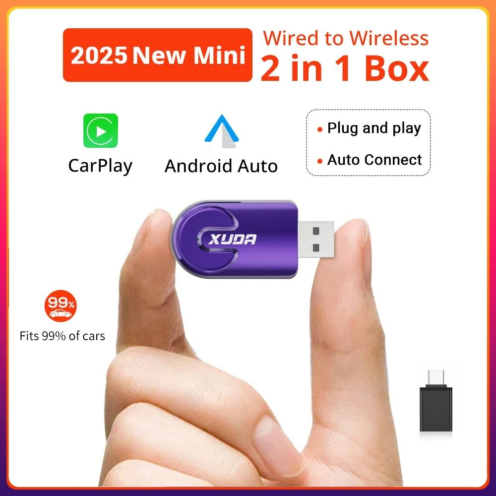 XUDA Wireless CarPlay Android Auto Adapter Plug and Play Mini Box